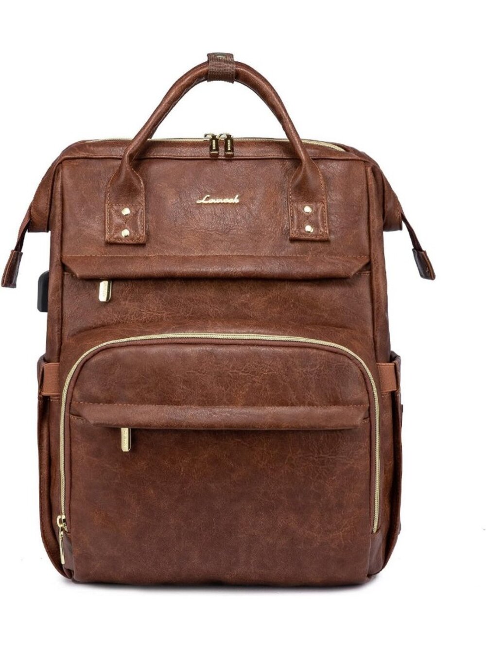 Stylish Leather Laptop Backpack for Women, 15.6" Travel Purse with USB Port, Red